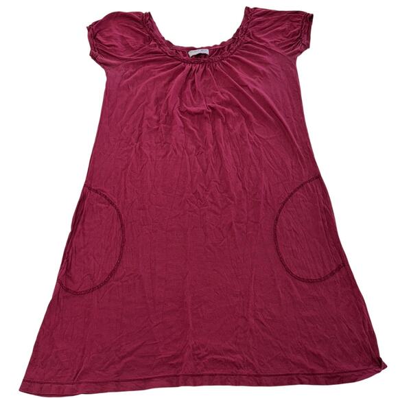Michael Stars Dress Womens One Size Red Pink The Original Tee Cotton Pockets - Picture 1 of 7